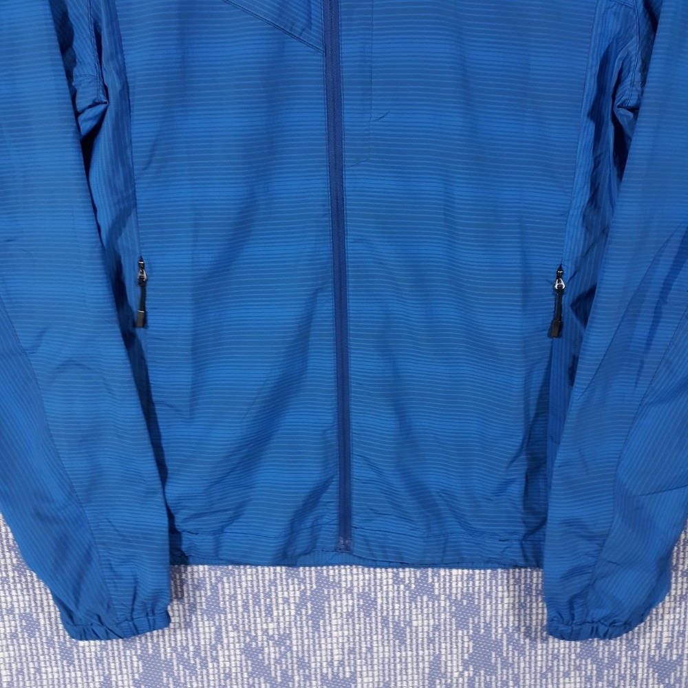 NAU Jacket Womens M Windbreaker Full Zip Pockets Hooded Asymmetric Blue - Picture 3 of 12